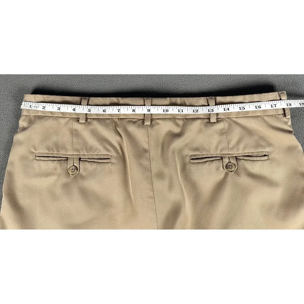Polo Ralph Lauren Pants Slacks 36x32 Beige Pleated Cuffed Polyester Old Money